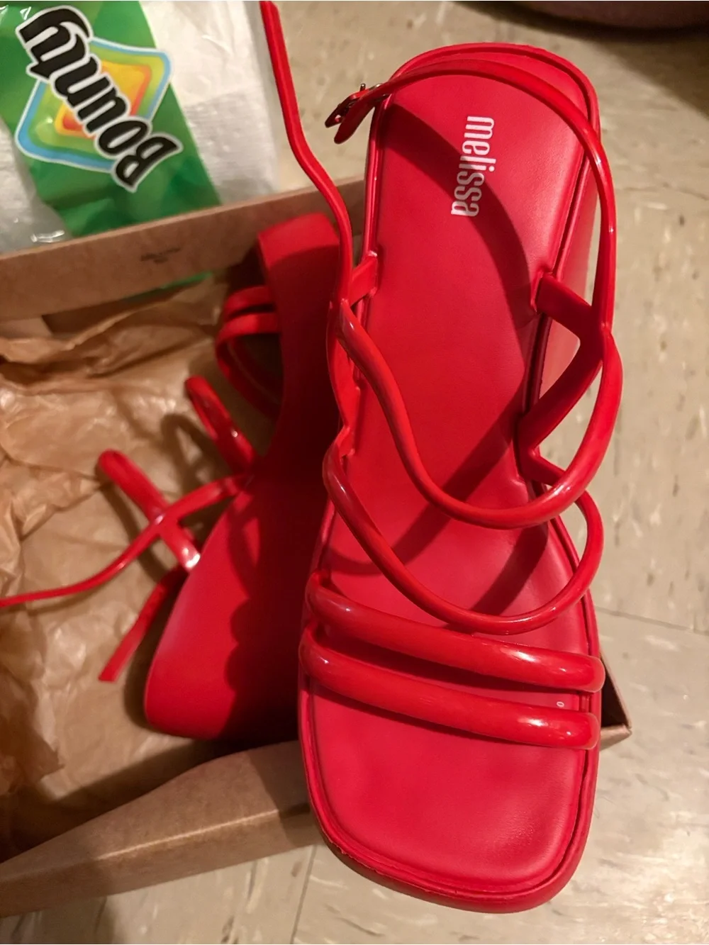 Melissa Red Platform Wedge Sandals - Women's Strappy Heels